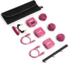 A collection of pink wireless microphones and accessories laid out on a white background. Náhľad obrázku produktu