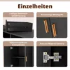 A collage of four close-up images showcasing different features of a piece of furniture, with German text labels. Voir les images du produit