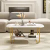 COSTWAY Couchtisch mit Faux-Marmorplatte, 2-stufiger Produktbild-Vorschau 4
