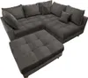 A sectional sofa with an ottoman and cushions, shown from a diagonal angle. Produktbild-Vorschau