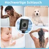 A collage of four images showing different people and a dog showering, with a central image of a shower head. Anteprima dell’immagine prodotto