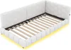 A white upholstered daybed with a slatted base and built-in ambient lighting. Náhľad obrázku produktu