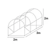 A line drawing diagram of a tunnel greenhouse frame with dimensions indicated. Produktbild-Vorschau