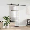 vidaXL Drzwi przesuwne z okuciem czarne 90x205 cm szkło Podgląd zdjęcia produktu 3