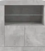 A front view of a gray sideboard with two doors and a glass shelf. Produktbild-Vorschau