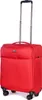 A red trolley suitcase with a retractable handle and wheels. Produktbild-Vorschau