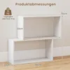 A white wooden shelving unit with dimensions indicated by text and lines. Anteprima dell’immagine prodotto