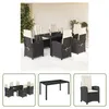 The Living Store 7-tlg. Garten-Essgruppe mit Kissen Schwarz Produktbild-Vorschau 1