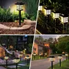Collage of four images showing solar garden lights in various outdoor settings. Anteprima dell’immagine prodotto