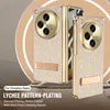 A close-up marketing image of a luxury phone case with a built-in stand, featuring a sparkly, textured finish and gold accents. Produktbild-Vorschau