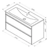A technical drawing with dimensions of a bathroom vanity with a sink. Produktbild-Vorschau