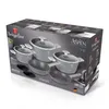 A product box for a cookware set, displaying images of the pots and pans included. Podgląd zdjęcia produktu