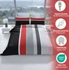 Baumwolle Bettwäsche Set 135x200 cm 80x80 cm Grau Rot Produktbild-Vorschau 3
