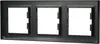 A black three-gang horizontal frame for electrical outlets or switches. Anteprima dell’immagine prodotto
