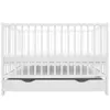A white baby crib with a drawer underneath, shown from the front against a white background. Anteprima dell’immagine prodotto