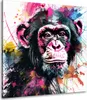 Affe in bunter Pop Art mit Farbspritzern Leinwandbild Produktbild-Vorschau 1