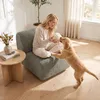 HOMCOM Fauteuil, draaibare loungestoel met chenille-look, Productafbeelding-voorbeeld 9