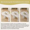 Three identical images of a white, cloud-shaped coffee table are shown side-by-side, with descriptive text below explaining potential color variations due to lighting and display. Produktbild-Vorschau