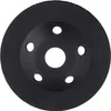 A black grinding disc with five circular holes is shown against a white background. Produktbild-Vorschau