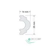 A diagram showing the dimensions of a decorative molding profile, with the brand logo below. Podgląd zdjęcia produktu