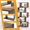 Collage of images showcasing a wooden bookshelf and close-ups of its features, with overlaid text in German. Anteprima dell’immagine prodotto