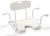 A white bath seat with armrests and a backrest, shown on a white background. Produktbild-Vorschau