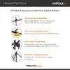 A product details page with images and text describing features of a lighting stand. Voir les images du produit