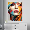 Frauengesicht moderne Kunst Leinwandbild Wandbild Produktbild-Vorschau 2