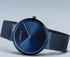 A close-up studio shot of a blue Bering watch. Podgląd zdjęcia produktu