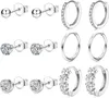 JeweBella 6 Paar Silber 925 Ohrringe Damen Mädchen Zirkonia Produktbild-Vorschau 1