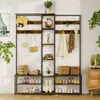 A hallway storage unit with shelves, hooks, and shoe racks. Podgląd zdjęcia produktu