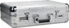 A silver aluminum attaché case with black handle and combination locks. Anteprima dell’immagine prodotto