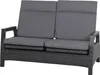 A two-seater sofa with gray cushions and a black woven base. Produktbild-Vorschau