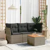 vidaXL 4-tlg. Garten-Sofagarnitur mit Kissen Grau Poly Produktbild-Vorschau 2