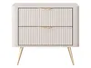 A beige nightstand with two drawers and gold legs and handles, presented on a white background. Náhled obrázku produktu