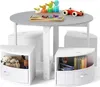 COSTWAY Set di 5 pezzi per bambini, tavolo rotondo con 4 Anteprima dell’immagine prodotto 1