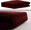 A folded burgundy bed sheet is shown from two angles. Produktbild-Vorschau