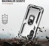 A rugged phone case is shown in a dramatic, debris-filled scene, suggesting durability and protection. Produktbild-Vorschau