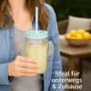 12 Trinkgläser mit Henkel Deckel & Mehrweg Strohhalm Gläser Produktbild-Vorschau 7