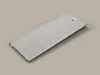 A silver metal range hood filter is placed diagonally on a plain, light brown background. Produktbild-Vorschau