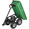 A green four-wheeled garden cart with a black frame and handle, shown from a rear-diagonal angle. Produktbild-Vorschau