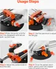 A collage of four images showing the steps to use a tile seam setter tool. Voir les images du produit