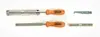 A set of chainsaw sharpening tools laid out on a white background. Produktbild-Vorschau
