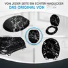 A collage of images showcasing a black toilet seat with a marble pattern from different angles. Náhľad obrázku produktu