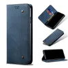 A collage of images showing a blue flip-style phone case for a Redmi Note 10 5G. Produktbild-Vorschau