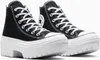 A pair of black high-top Converse sneakers with white laces and thick white platform soles. Náhľad obrázku produktu