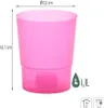 A pink transparent flower pot with dimensions and volume indicated. Anteprima dell’immagine prodotto