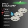 LED Einbauleuchten 3er Set IP44 1,8 W 3000K silber Produktbild-Vorschau 7