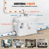 Diagram showing a wastewater system with multiple inlets and outlets, connected to various bathroom and laundry fixtures. Anteprima dell’immagine prodotto