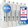A group of six bottles of Nanoprotect Isopropanol 99.9% cleaner are displayed, with a blue circular tag indicating '99.9%' purity and a 'Product Quality Seal' badge on the right. Produktbild-Vorschau
